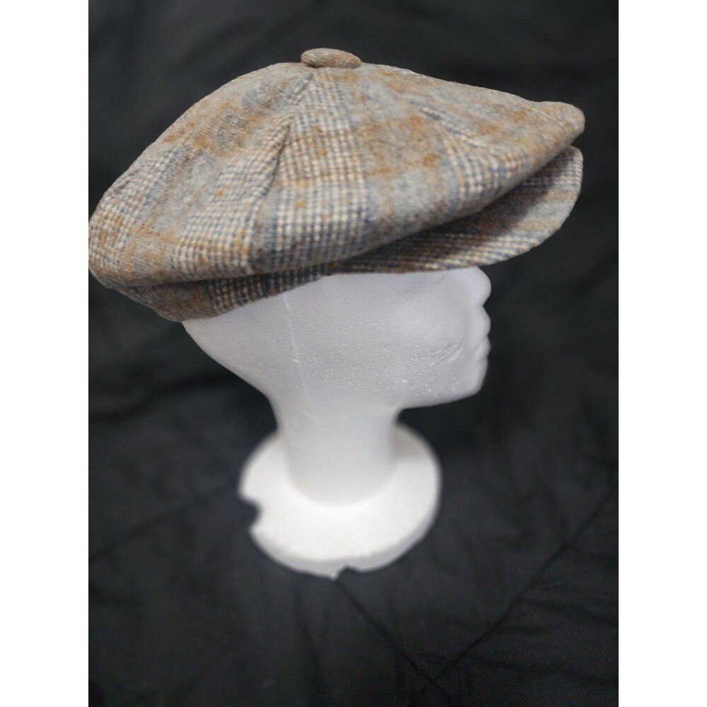 VINTAGE DORFMAN PACIFIC WOOL CABBIE HAT L GREY/RUST BROWN - Picture 2 of 6